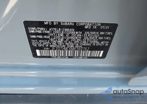 2021 Subaru Crosstrek Limited из США, поврежденный, VIN JF2GTHMC6M8389762